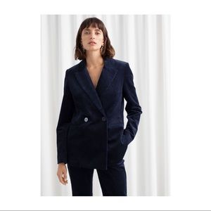 Other Stories - Corduroy double breasted navy Blazer